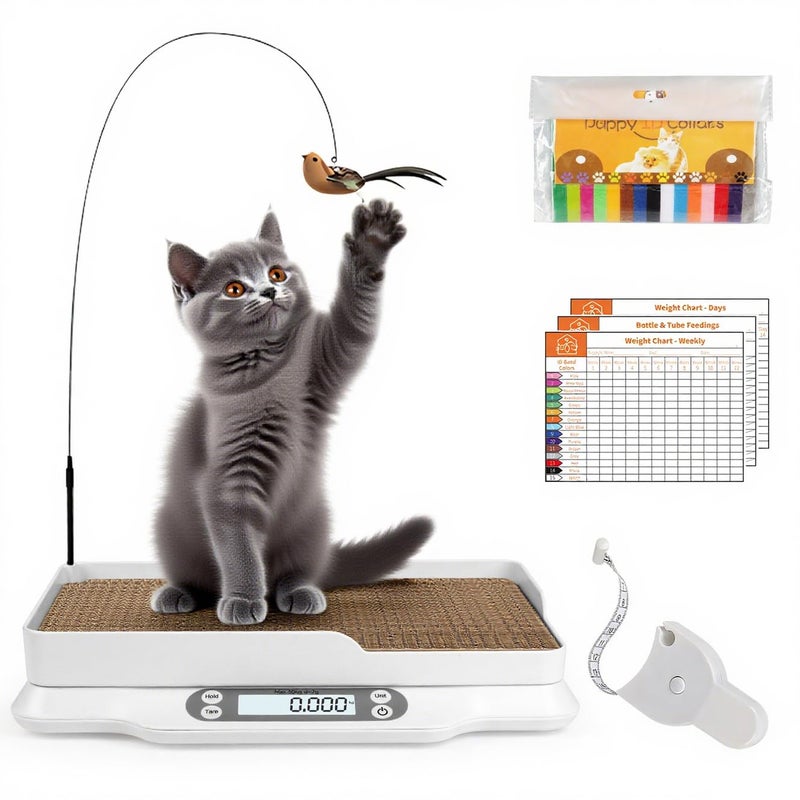 Kytree Digital Pet Scale for Animal, LED Display Cat Whelping Scale with Tape Measure, Collar, Weight Chart for Pets, Cats, Dogs, Animals, Measures Up to 66lb, 15.74 * 11.22" - Image 1
